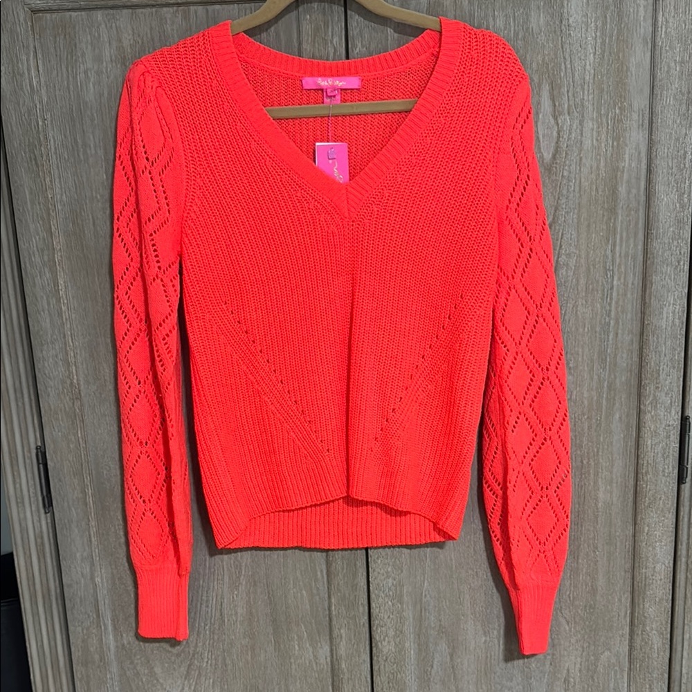 Vibrant Pink V-Neck Sweater